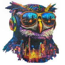 Carregar imagem no visualizador da galeria, Quebra-Cabeça de Madeira 3D - Coruja Cyberpunk