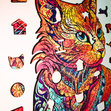 Carregar imagem no visualizador da galeria, Quebra-Cabeça de Madeira 3D - Gato Neon