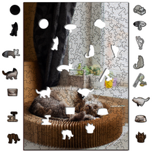 Carregar imagem no visualizador da galeria, Sua Foto com Molde Retangular de Gato - Quebra-Cabeça Personalizável