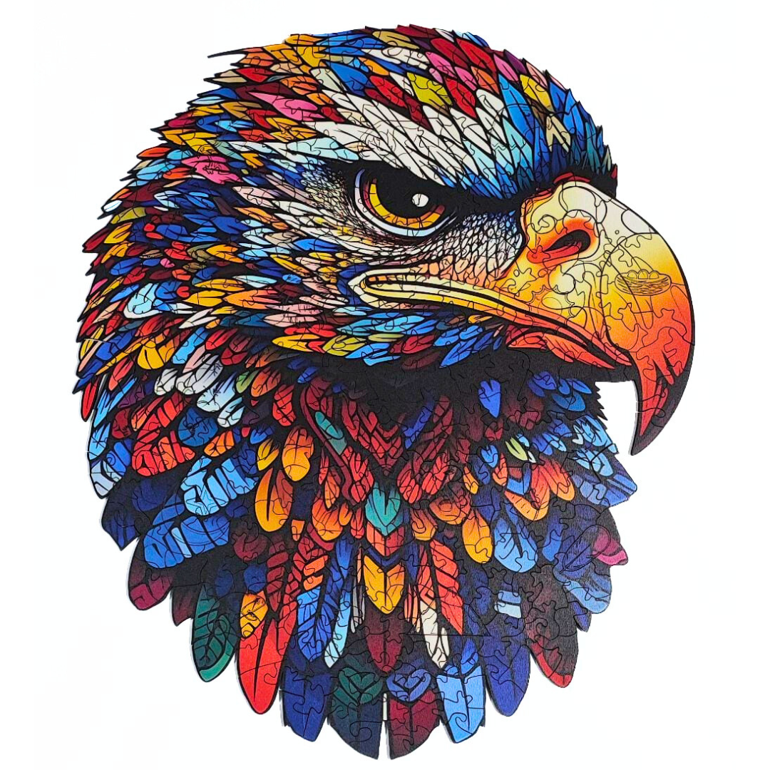 Quebra-cabeças de madeira para adultos e crianças, águia colorida