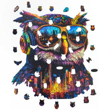 Carregar imagem no visualizador da galeria, Quebra-Cabeça de Madeira 3D - Coruja Cyberpunk