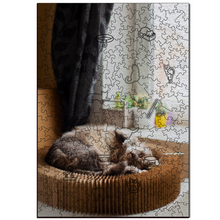 Carregar imagem no visualizador da galeria, Sua Foto com Molde Retangular de Gato - Quebra-Cabeça Personalizável