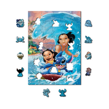 Carregar imagem no visualizador da galeria, Quebra-Cabeça de Madeira 3D - Lilo & Stitch