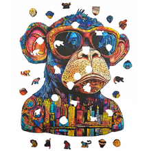 Carregar imagem no visualizador da galeria, Quebra-Cabeça de Madeira 3D - Macaco Cyberpunk