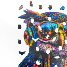 Carregar imagem no visualizador da galeria, Quebra-Cabeça de Madeira 3D - Coruja Cyberpunk