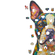 Carregar imagem no visualizador da galeria, Quebra-Cabeça de Madeira 3D - Boston Terrier