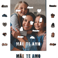 Sua Foto com Molde Dia das Mães - Quebra-Cabeça de Madeira 3D Personalizável