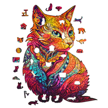 Carregar imagem no visualizador da galeria, Quebra-Cabeça de Madeira 3D - Gato Neon