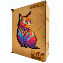 Carregar imagem no visualizador da galeria, Quebra-Cabeça de Madeira 3D - Gato Neon