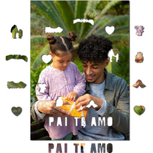 Carregar imagem no visualizador da galeria, Sua Foto com Molde Dia dos Pais - Quebra-Cabeça de Madeira 3D Personalizável