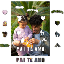 Carregar imagem no visualizador da galeria, Sua Foto com Molde Dia dos Pais - Quebra-Cabeça de Madeira 3D Personalizável