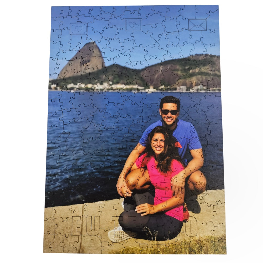 Sua Foto com Molde Para Casais - Quebra-Cabeça de Madeira 3D Personalizável