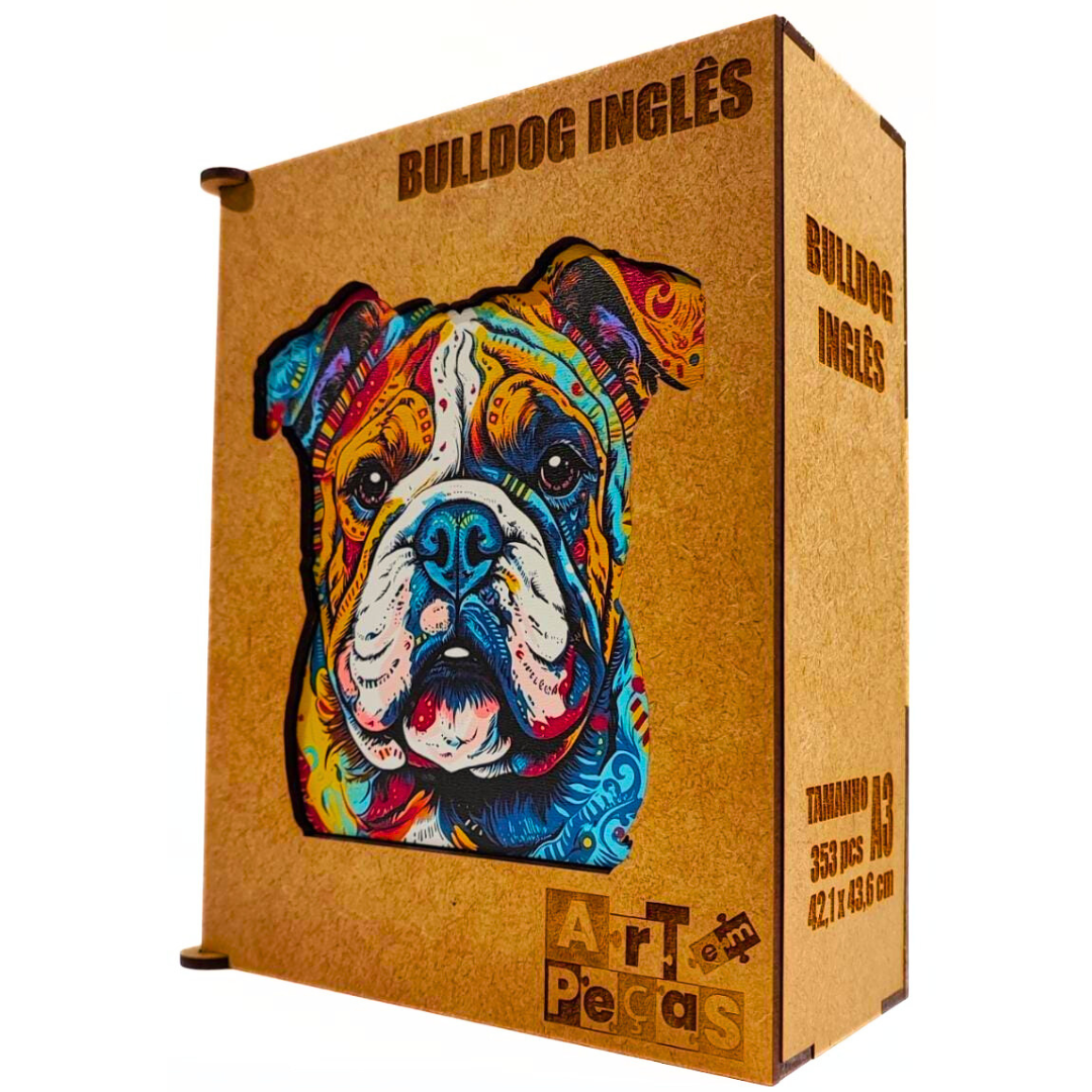 Quebra-Cabeça de Madeira 3D - Cachorro Buldogue