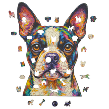 Carregar imagem no visualizador da galeria, Quebra-Cabeça de Madeira 3D - Boston Terrier
