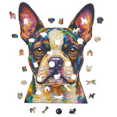 Quebra-Cabeça de Madeira 3D - Boston Terrier