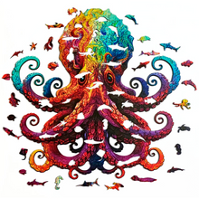 Carregar imagem no visualizador da galeria, Quebra-Cabeça de Madeira 3D - Polvo Sábio
