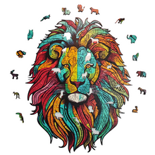 Carregar imagem no visualizador da galeria, Quebra-Cabeça de Madeira 3D - Leão Cromático
