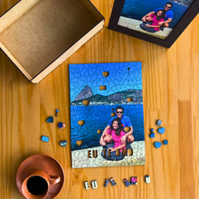 Carregar imagem no visualizador da galeria, Sua Foto com Molde Para Casais - Quebra-Cabeça de Madeira 3D Personalizável
