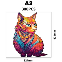 Carregar imagem no visualizador da galeria, Quebra-Cabeça de Madeira 3D - Gato Neon
