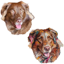 Carregar imagem no visualizador da galeria, Sua Foto com Molde Contorno Cachorro Colorido - Quebra-Cabeça Personalizável Premium
