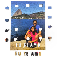 Sua Foto com Molde Para Casais - Quebra-Cabeça de Madeira 3D Personalizável