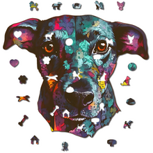 Carregar imagem no visualizador da galeria, Sua Foto com Molde Contorno Cachorro Colorido - Quebra-Cabeça Personalizável Premium
