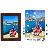 Sua Foto com Molde Para Casais - Quebra-Cabeça de Madeira 3D Personalizável