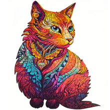 Carregar imagem no visualizador da galeria, Quebra-Cabeça de Madeira 3D - Gato Neon
